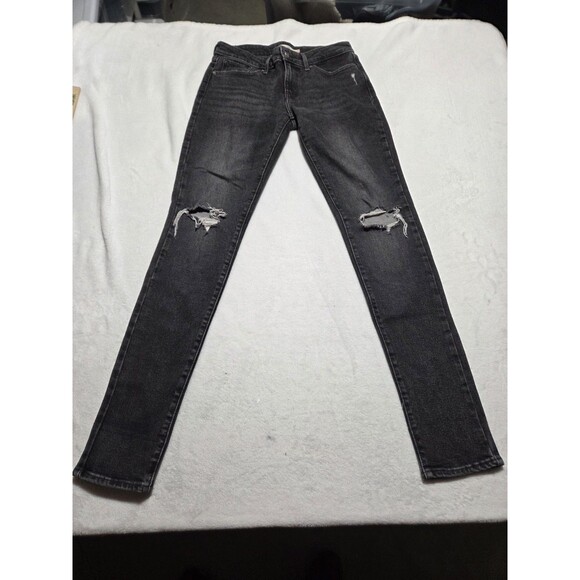 Levi's 711 Black Tag Size 26x30 Skinny Jeans Women's Black Denim Pants Zip Fly - Picture 1 of 11